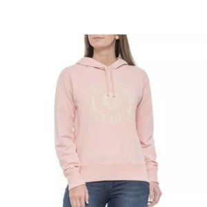 NWT Women’s Frye Logo Graphic Hoodie Sweatshirt XS $128 Pink Knit Pullover